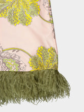 La DoubleJ Swathe Pink Silk Twill Mini Swing Dress with Feathers