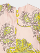 La DoubleJ Swathe Pink Silk Twill Mini Swing Dress with Feathers