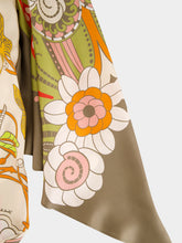 La DoubleJ Date Palms Goddess Placée Silk Midi Dress