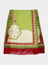 La DoubleJ Anemone Ghirlanda Silk Foulard Mini Skirt with Fringes