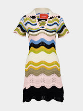 La DoubleJ Green and Pink Cotton Knit Chevron Mini Dress