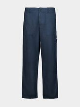 Stone Island Slate Blue Cotton Linen Ghost Fatigue Trousers