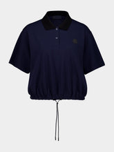 Moncler Night Blue Cropped Cotton Piquet Polo Shirt