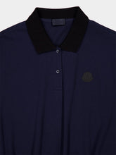 Moncler Night Blue Cropped Cotton Piquet Polo Shirt
