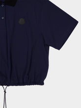 Moncler Night Blue Cropped Cotton Piquet Polo Shirt