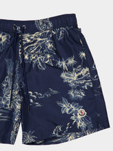 Moncler Navy Floral Print Swim Shorts