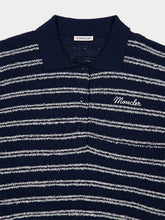Moncler Navy Blue Cotton Blend Bouclé Polo Shirt