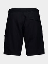 Stone Island Black Cotton Fleece Jogger Shorts