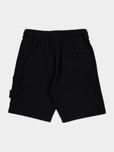 Stone Island Black Cotton Fleece Jogger Shorts