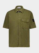 Stone Island Military Green Brushed Organic Cotton Canvas Shirt