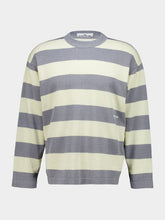 Stone Island Grey and Ivory Striped Cotton Jumper