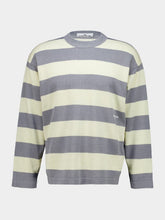 Stone Island Grey and Ivory Marina Striped Cotton Jumper