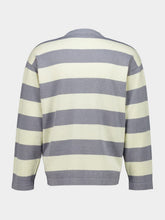 Stone Island Grey and Ivory Marina Striped Cotton Jumper