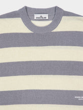 Stone Island Grey and Ivory Marina Striped Cotton Jumper