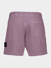 Stone Island Purple Grey Malfilé Cotton Fleece Jogger Shorts
