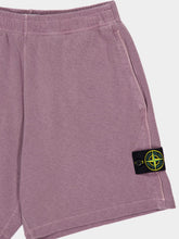 Stone Island Purple Grey Malfilé Cotton Fleece Jogger Shorts