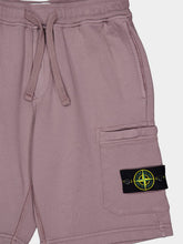 Stone Island Purple Gray Cotton Fleece Jogger Shorts