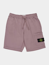 Stone Island Purple Gray Cotton Fleece Jogger Shorts