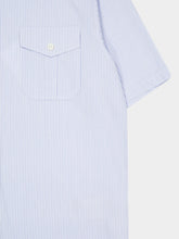 MM6 Maison Margiela Light Blue Striped Cotton Short Sleeve Shirt
