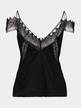 Tom Ford Black Lace-Encrusted Crepe Satin Camisole Top