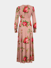 Dolce & Gabbana Rose Bouquet Print Silk Maxi Dress
