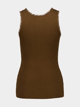 Miu Miu Cocoa Pointelle Lace Cotton Tank Top