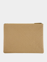 Dragon Diffusion Beige A4 Woven Leather Pochette