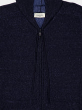 Piacenza 1733 Navy Blue Silk Linen Zip Hooded Sweatshirt