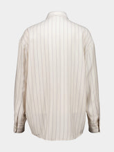 Versace Beige Striped Silk Twill Oversized Shirt