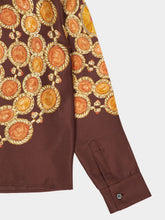 Versace Brown Printed Silk Twill Shirt with Chain Motif