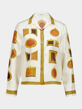 Versace White Printed Silk Twill Shirt with Frame Motif