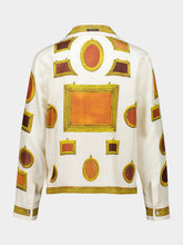 Versace White Printed Silk Twill Shirt with Frame Motif