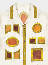 Versace White Printed Silk Twill Shirt with Frame Motif