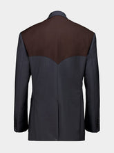 Versace Grey and Brown Wool-Mohair Blazer with Contrast Panels
