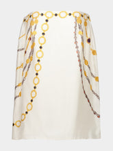 Versace Ivory Silk Twill Chain Print Midi Skirt