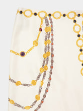 Versace Ivory Silk Twill Chain Print Midi Skirt