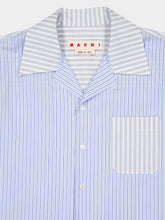 Marni Opal Blue Striped Poplin Bowling Shirt