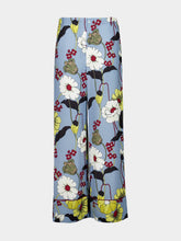 Marni Sky Blue Envers Satin Palazzo Pants with Melodia Print