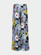 Marni Sky Blue Envers Satin Palazzo Pants with Melodia Print