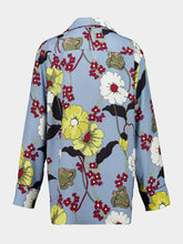 Marni Sky Blue Envers Satin Pajama Shirt with Melodia Print