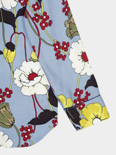 Marni Sky Blue Envers Satin Pajama Shirt with Melodia Print