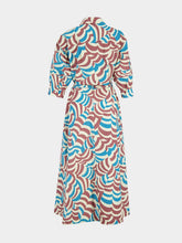 Marni Tobacco Brown and Blue Cotton Maxi Dress