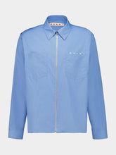 Marni Sky Blue Organic Poplin Zip Shirt