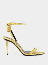 Tom Ford Gold Laminated Nappa Leather Padlock Pointy Sandal