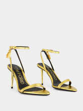 Tom Ford Gold Laminated Nappa Leather Padlock Pointy Sandal