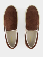 Tom Ford Walnut and Cream Perforated Suede Jude Slip-On Sneaker