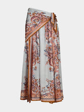 Zimmermann Blue Paisley Flora Aster Silk Midi Skirt