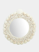Les Ottomans White Round Handmade Shell Mirror