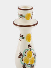 Les Ottomans Yellow and Brown Hand-Painted Ceramic Candlestick