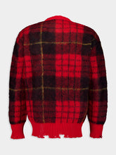 Alexander McQueen Red Tartan Oversized Mohair Distressed Jumper